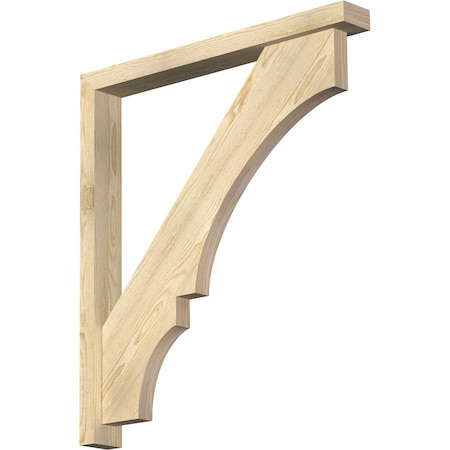 Balboa Block Rough Sawn Bracket w/ Offset Brace, Douglas Fir, 4"W x 34"D x 38"H